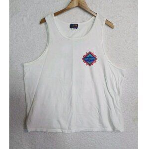 Vintage Weekends Beachwear Tank Top XL 100% Cotton White Street Hoops Graphic